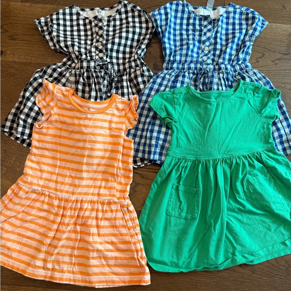 Primary Kids Casual Dresses - Black, Blue, Orange, Green